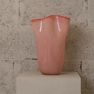 Vase en verre soufflé Vague rose – Image 1