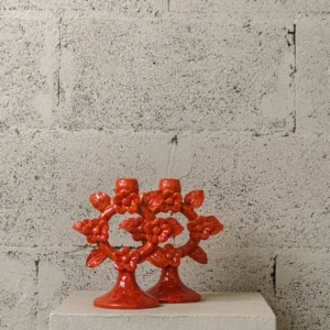 Bougeoir floral rouge – Image 1