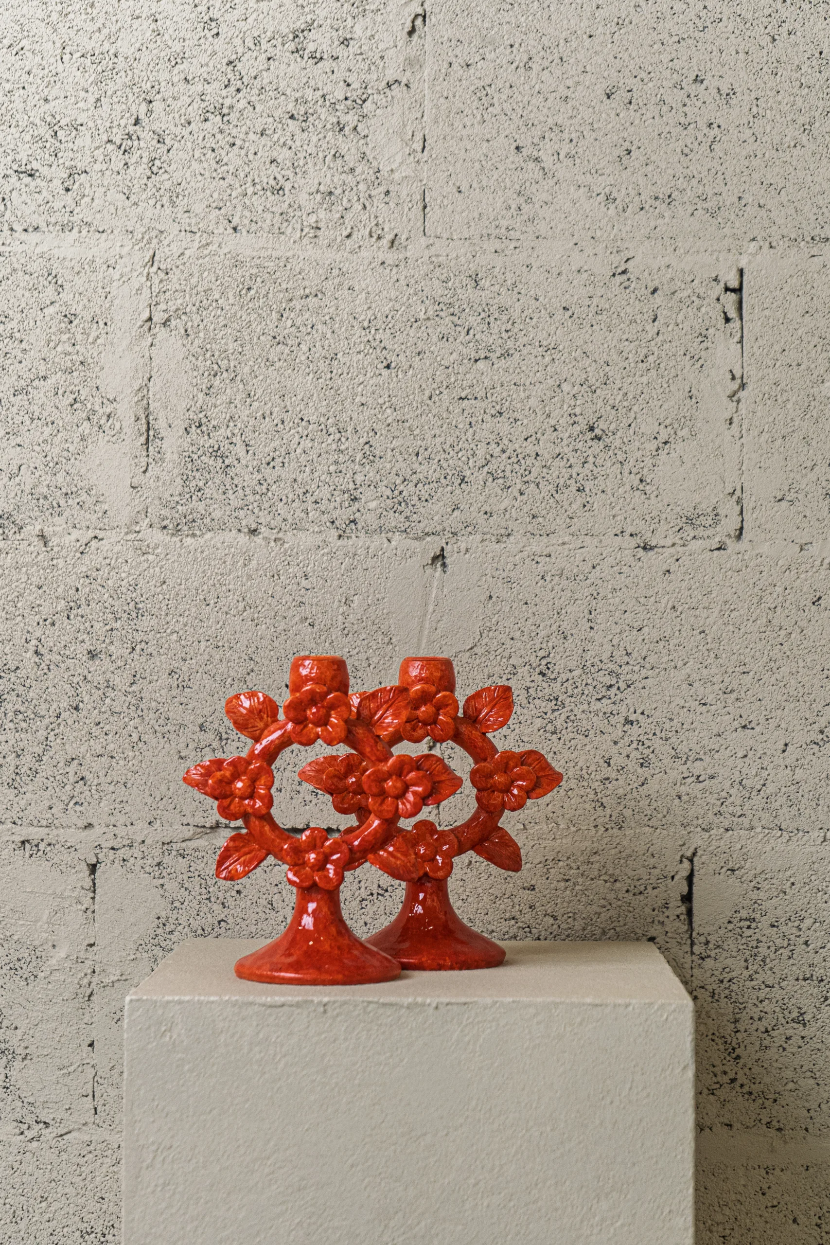 Bougeoir floral rouge – Image 1