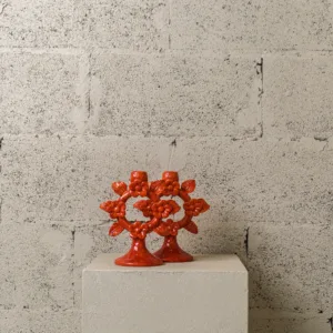 Bougeoir floral rouge – Image 3