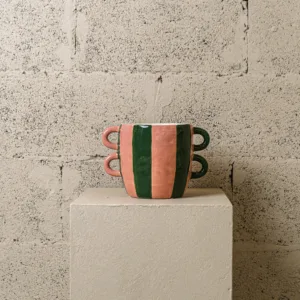 Cache-pot “Double Duo” rayé rose & vert – Image 3